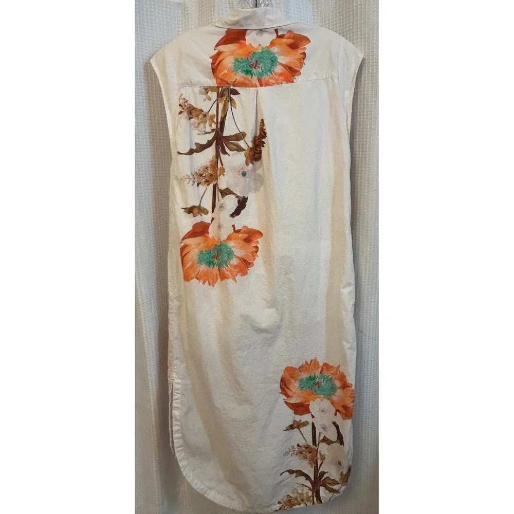 anthropologie maeve white floral midi shirt dress size XS Sleeveless Boho